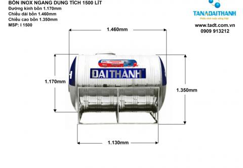 Bồn nước inox 1500 lít nằm Tân Á Đại Thành. Bồn nước inox 1500 lít nằm giá rẻ. LH 0909 348 384