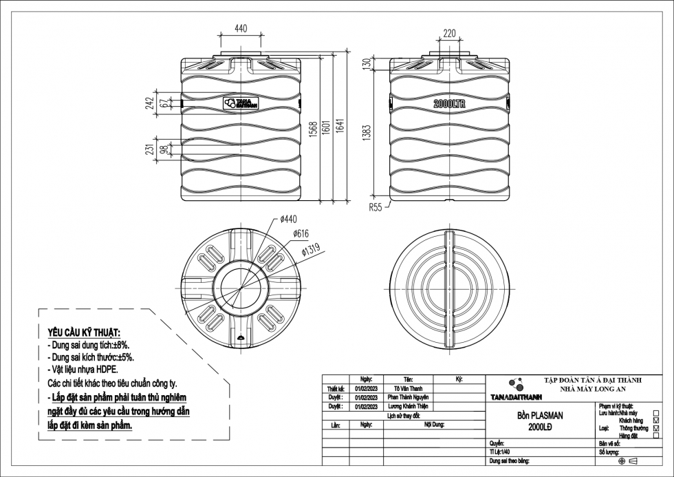 ban ve bon nhua 2000 lit PLASMAN Đại Thành