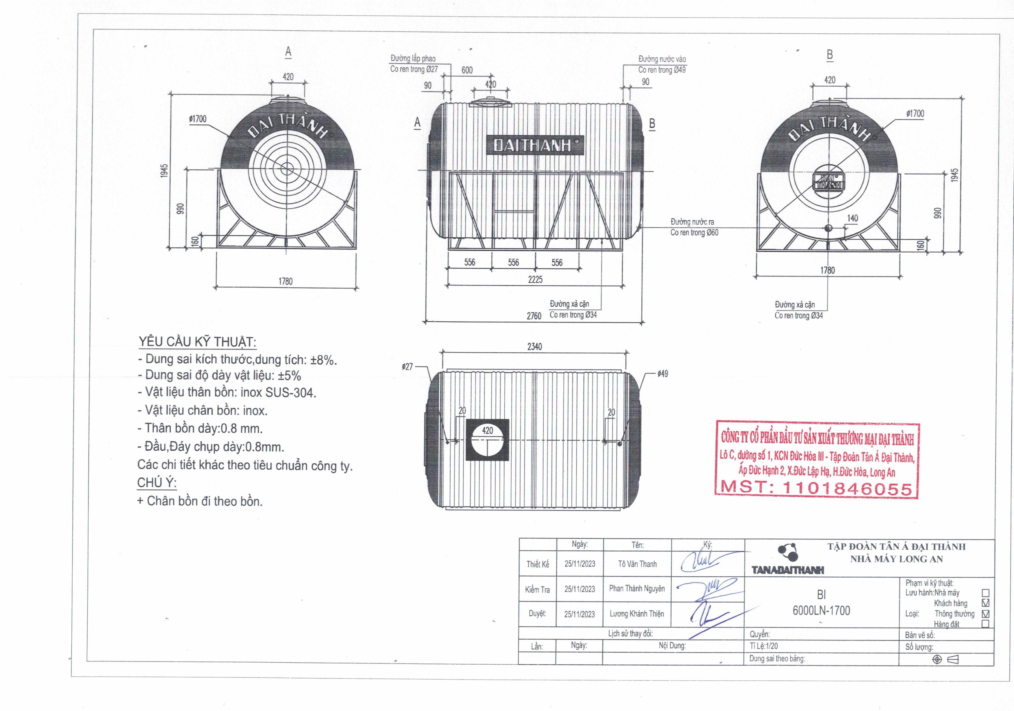 ban ve bon nuoc inox 6000l ngang